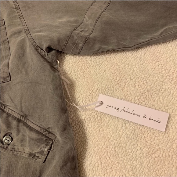 Young Fabulous & Broke Clara Jacket Black Sand Tencel Bomber Utility YFB - Picture 14 of 15